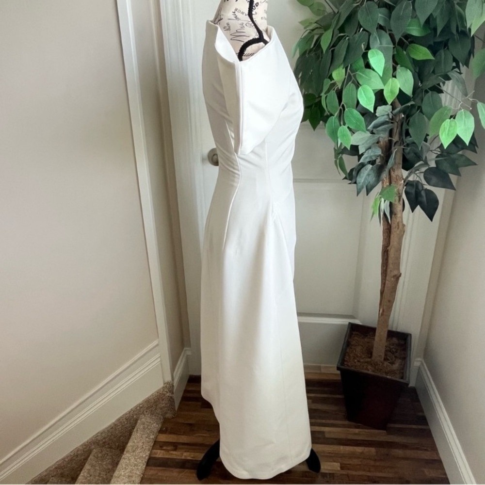 L'Espoir Asymmetrical Neckline Midi Paneled Dress White Sz S - Picture 4 of 15